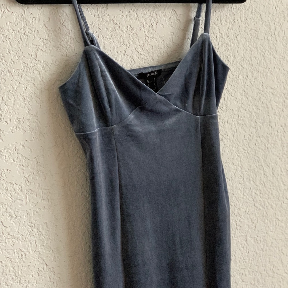 Blue velvet bodycon dress